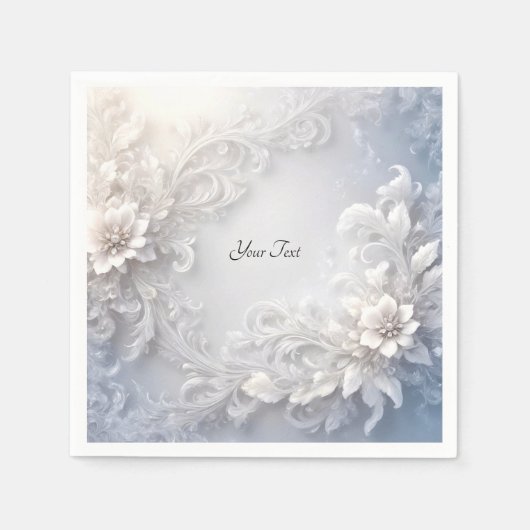 Serviette En Papier Serviettes florales blanches (Devant)