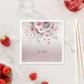 Serviette En Papier Serviettes florales blanches roses modernes (En situation)