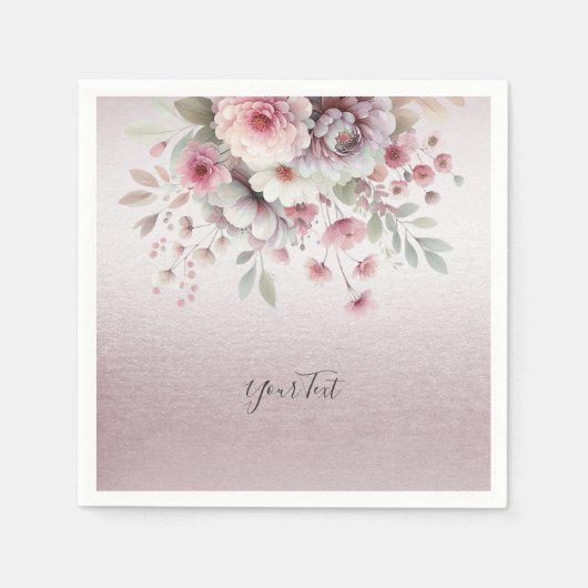 Serviette En Papier Serviettes florales blanches roses modernes (Devant)