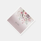 Serviette En Papier Serviettes florales blanches roses modernes (Coin)