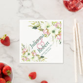 Serviette En Papier Serviettes florales d'aquarelle blanche (En situation)