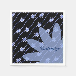 Serviette En Papier Serviettes florales de motif de guirlande bleue
