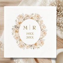 Serviettes florales de pivoine pour noces d'or 50