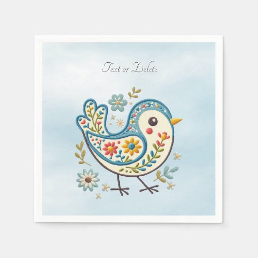 Serviette En Papier Serviettes florales d'oiseaux bleus (Devant)