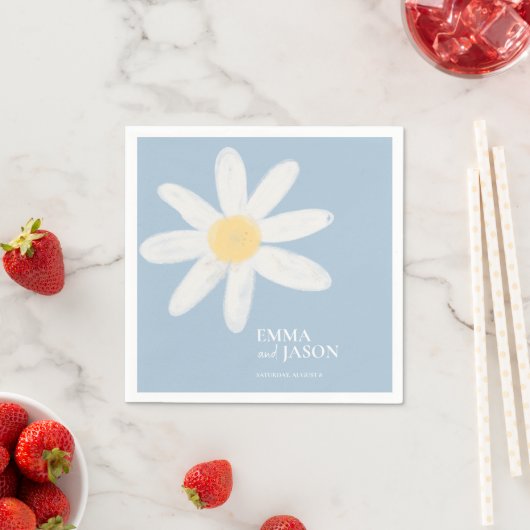 Serviette En Papier Serviettes florales Dusty Blue Boho Daisy (En situation)