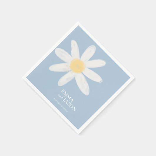 Serviette En Papier Serviettes florales Dusty Blue Boho Daisy (Coin)