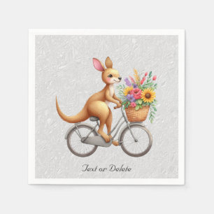 Serviette En Papier Serviettes Florales Kangourou à Bicyclette