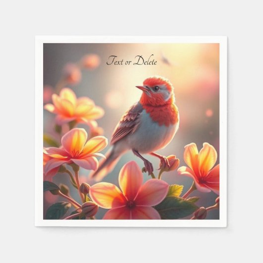 Serviette En Papier Serviettes Florales Orange Bird (Devant)