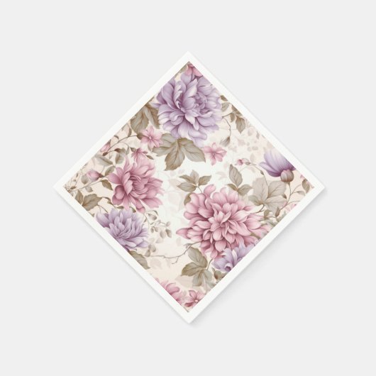 Serviette En Papier Serviettes florales rose violet (Coin)