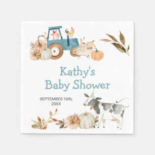 Serviette En Papier Serviettes florales tracteur animaux ferme citroui