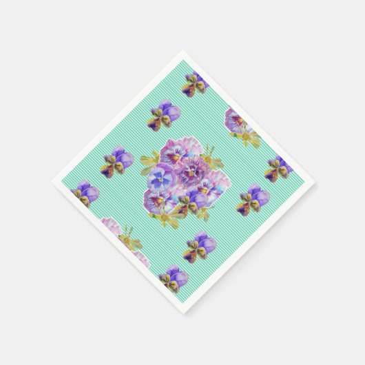 Serviette En Papier Serviettes florales Turquoise Shabby Chic (Coin)