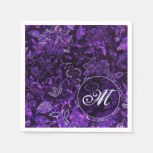 Serviette En Papier Serviettes Florales Vintage Mauve Monogramme