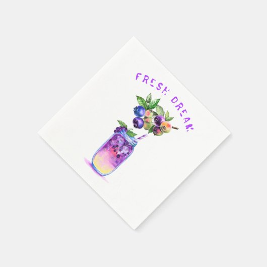 Serviette En Papier Serviettes fraîches à boire aux bleuets - Texte pe (Coin)