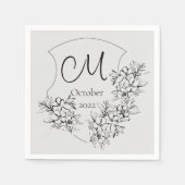 Serviette En Papier Serviettes funéraires personnalisées en noir et bl (Devant)