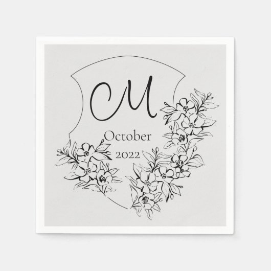 Serviette En Papier Serviettes funéraires personnalisées en noir et bl (Devant)