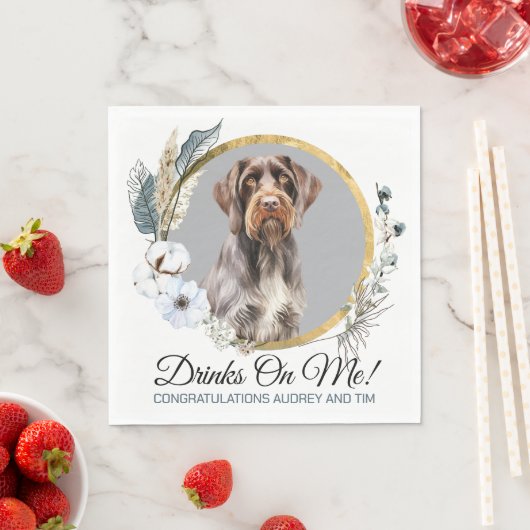 Serviette En Papier Serviettes German Wirehaired Pointer avec photo de (En situation)