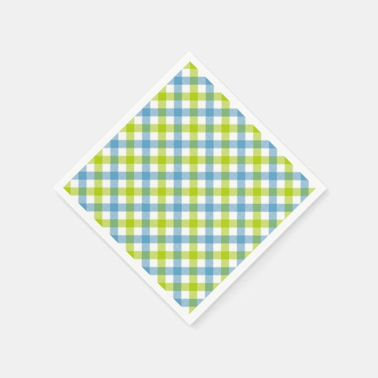 Serviette En Papier Serviettes Gingham pastel bleu vert (Coin)