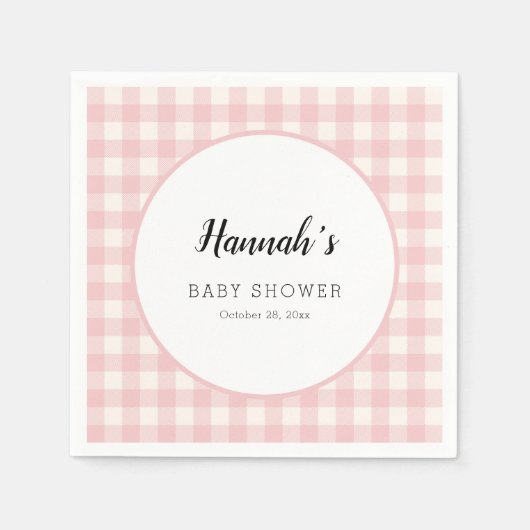 Serviette En Papier Serviettes Gingham Pastel pour Baby Shower (Devant)
