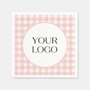Serviette En Papier Serviettes Gingham Pastel Votre Logo Ici