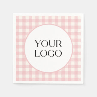 Serviette En Papier Serviettes Gingham Pastel Votre Logo Ici