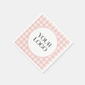 Serviette En Papier Serviettes Gingham Pastel Votre Logo Ici (Coin)