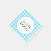 Serviette En Papier Serviettes Gingham Pastel Votre Logo Ici Bleu (Coin)