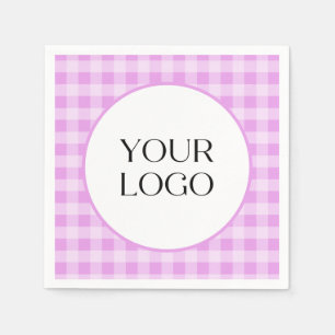 Serviette En Papier Serviettes Gingham Pastel Votre Logo Ici Lavande