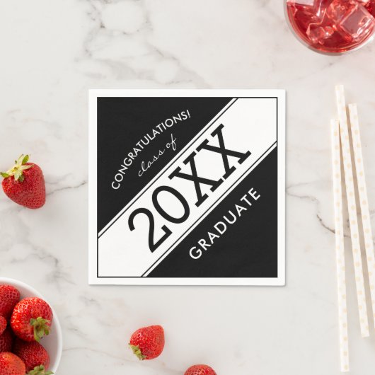 Serviette En Papier Serviettes Gras Black and White Graduation Party (En situation)