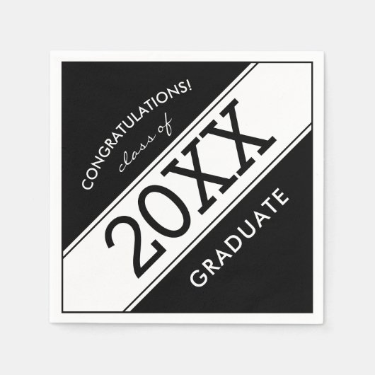 Serviette En Papier Serviettes Gras Black and White Graduation Party (Devant)
