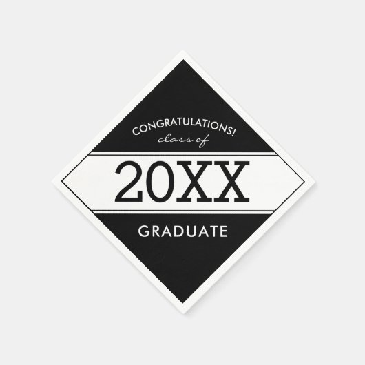 Serviette En Papier Serviettes Gras Black and White Graduation Party (Coin)