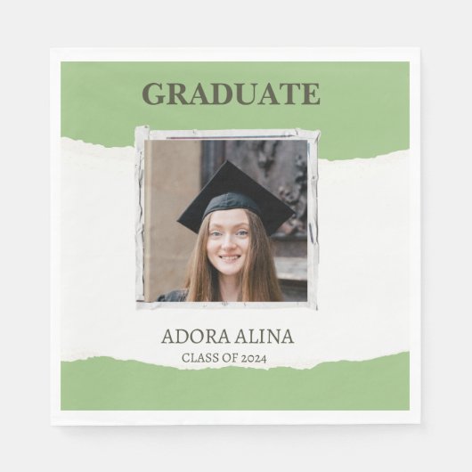 Serviette En Papier Serviettes Green Pastel Photo Graduation (Devant)