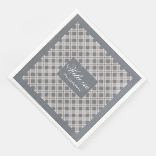 Serviette En Papier Serviettes Grises Personnalisées Style Table Chic (Coin)