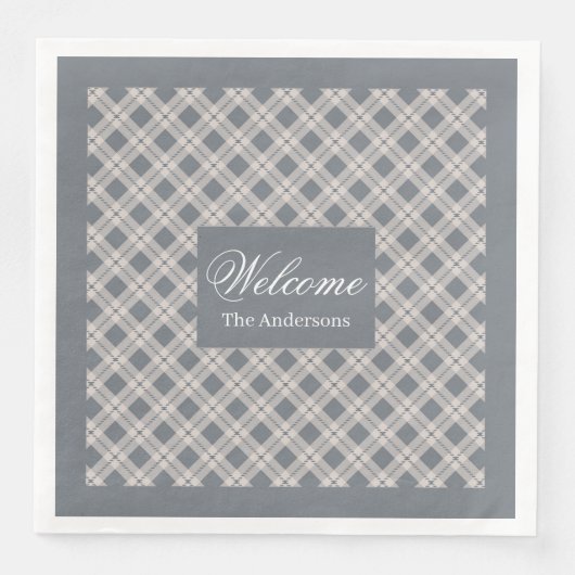 Serviette En Papier Serviettes Grises Personnalisées Style Table Chic (Devant)
