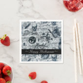 Serviette En Papier Serviettes Halloween blanches et noires (En situation)