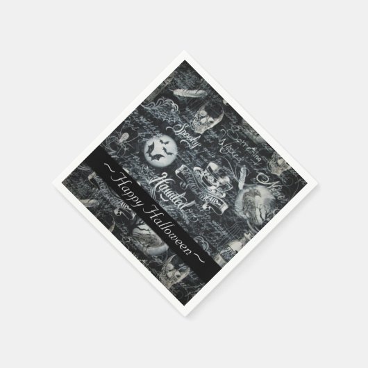 Serviette En Papier Serviettes Halloween en noir et blanc (Coin)