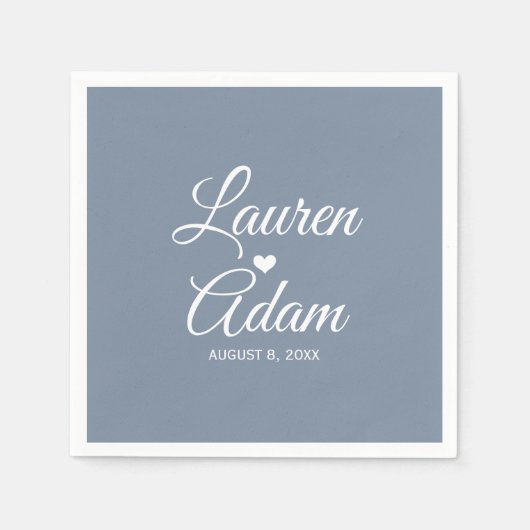 Serviette En Papier Serviettes Heart | Script simple (Dusty Blue Dk) (Devant)