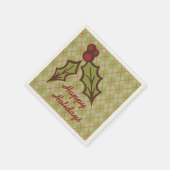 Serviette En Papier Serviettes Holly de Noël Vertes (Coin)