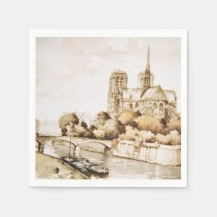 Serviette En Papier Serviettes imprimées de cathédrale de Notre Dame