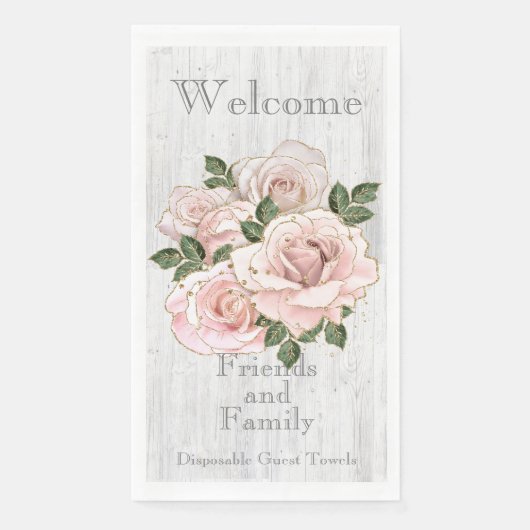 Serviette En Papier Serviettes invitées jetables Qté 50 Roses Rustic B (Devant)