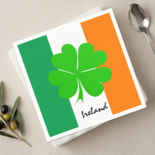 Serviette En Papier Serviettes Irlande, Trèfle Chanceux, Drapeau Irlan