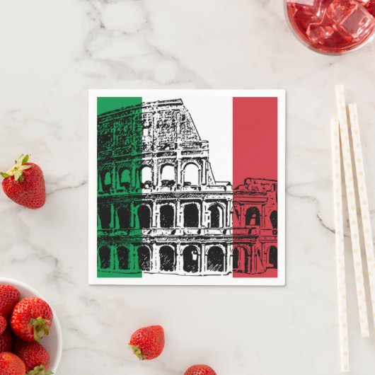 Serviette En Papier Serviettes italiennes avec image de Drapeau. (En situation)