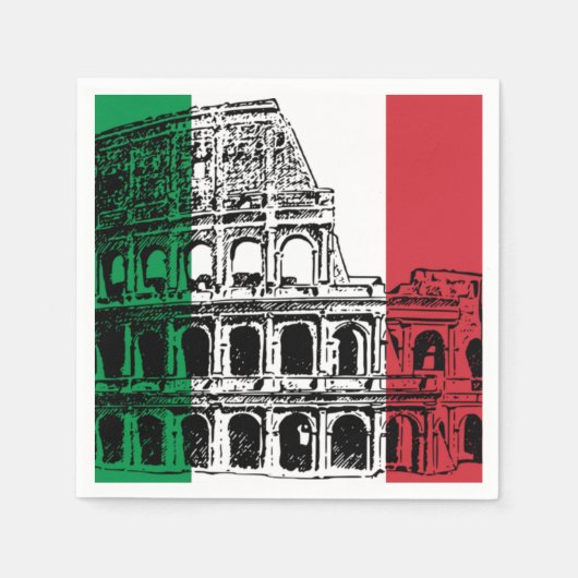 Serviette En Papier Serviettes italiennes avec image de Drapeau. (Devant)