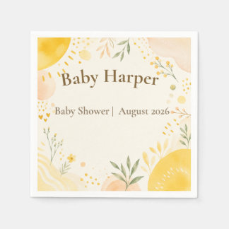 Serviette En Papier Serviettes Jaune Soleil pour Baby Shower