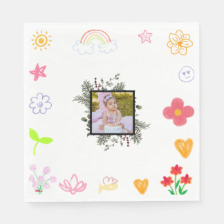 Serviette En Papier Serviettes jaunes et violettes pour l'anniversaire