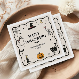Serviette En Papier Serviettes Joyeux Halloween Dessinées à la Main