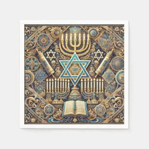 Serviette En Papier Serviettes juives de Hanukkah Menorah