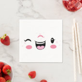 Serviette En Papier Serviettes Kawaii Visage rose Souriant (En situation)