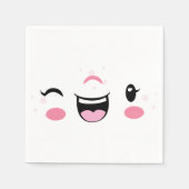 Serviette En Papier Serviettes Kawaii Visage rose Souriant (Devant)