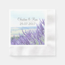 serviettes lavande personnalisées mariages