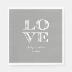 Serviette En Papier Serviettes LOVE Gris foncé, Blanc
